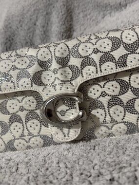 Coach Crystal White Denim Tabby 26 with silver hardware